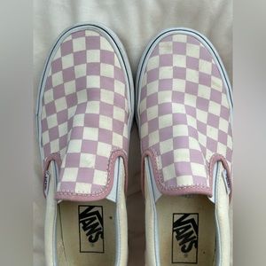 Vans Classic Slip-on Checkboard Shoe | Pink and White |  7.5 US women’s